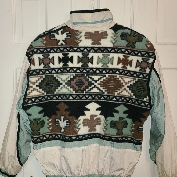 UNISEX Vintage EastWest Native American pattern Windbreaker 1980s - Picture 2 of 3